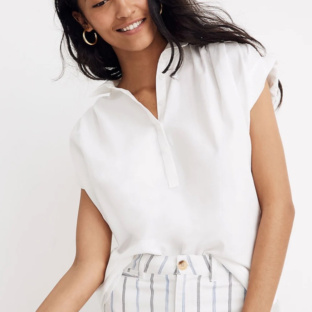 Madewell Central Popover Shirt White Size L